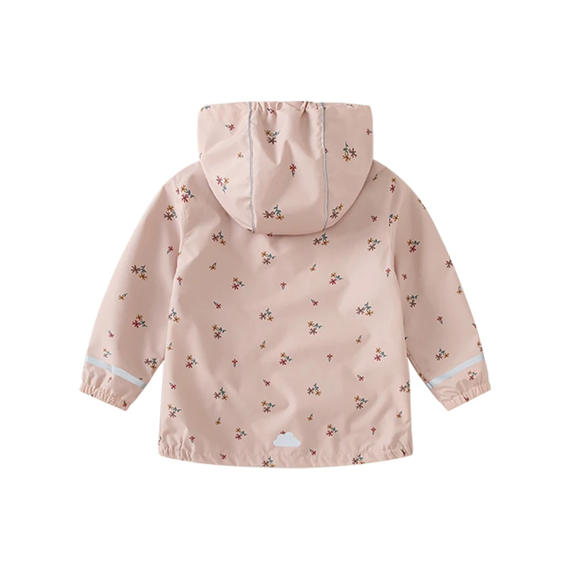 HONEYKING Baby Fleece Jacke Frühling Herbst Mädchen Oberbekleidung Kinder Blumen Druck Mit Kapuze Wasserdichte Mantel Kinder Regenmantel Kleidung – Detail 4