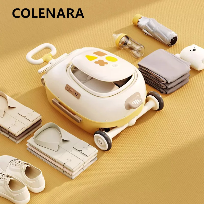 COLENARA Suitcase Children's Travel Bag ABS + PC Boarding Box Can Sit Trolley Case 20 Inches Universal Wheel Rolling Luggage