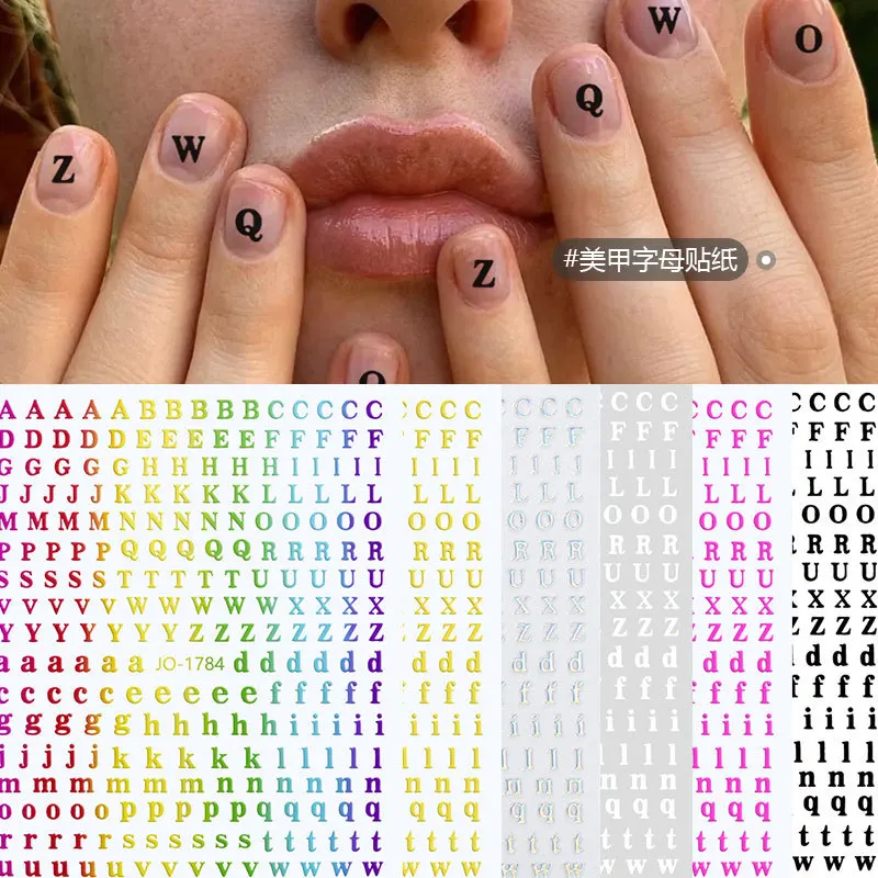 6 stks 3D Veelkleurige 26 Letters Sterren Geometrische Figuur Nail Art Stickers Nail Art Decoratie Nagels Benodigdheden Nail Charms Decoracion