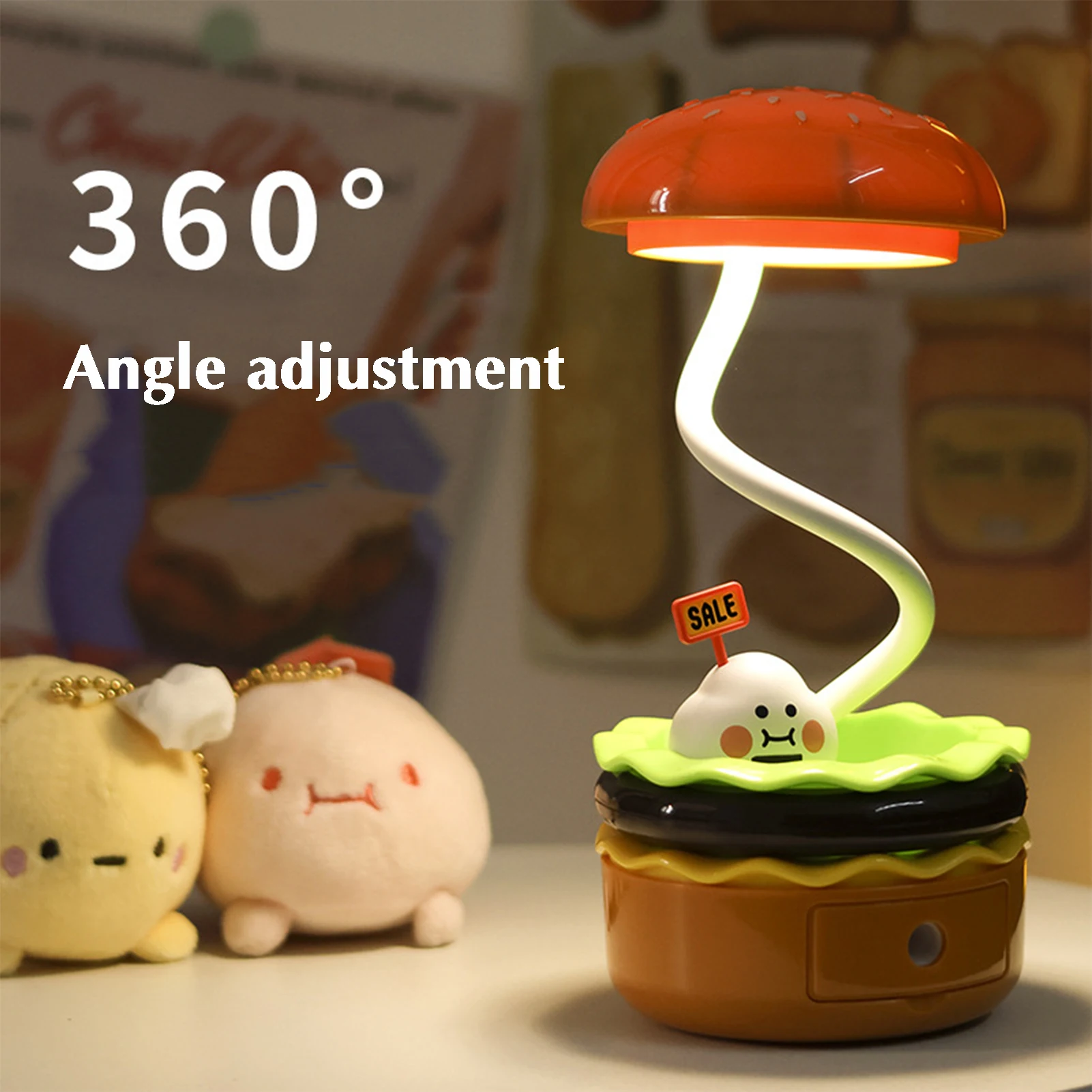 Lampada da tavolo a LED a forma di Hamburger con temperamatite lampada da tavolo da lettura regalo di compleanno per neonati bambini ragazze ragazzi