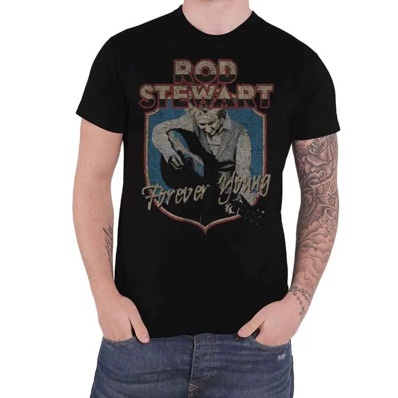 Rod Stewart T-Shirt Forever Young Crest Logo Distressed New Official Herren