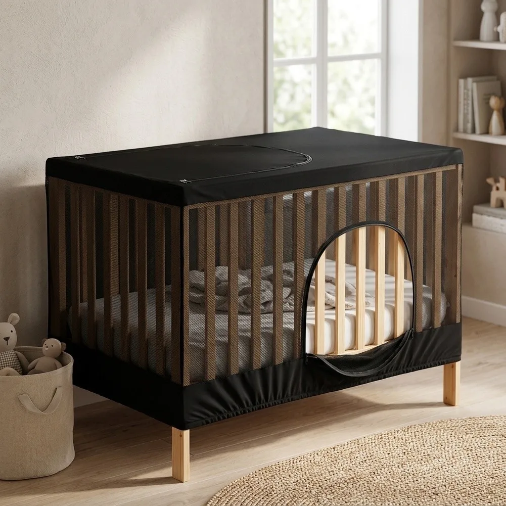 Crib Net Cover Designed for Playards and Portable Cribs Featuring Full Enclosure and Mesh Airflow Support Crib