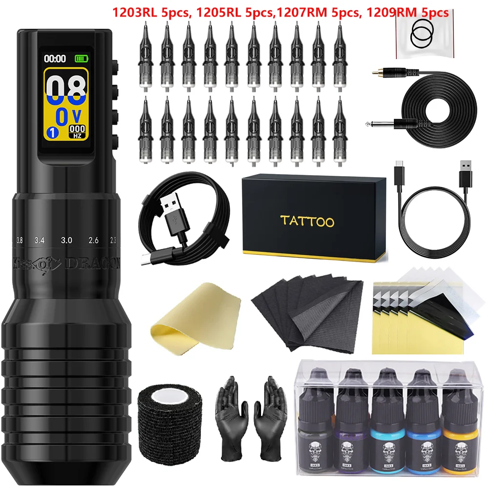

Tattoo Kit V1 PRO MAX Wireless Tattoo Machine Pen Full Completed Kit Adjustable Stroke Custom Motor Makeup Pen Kit