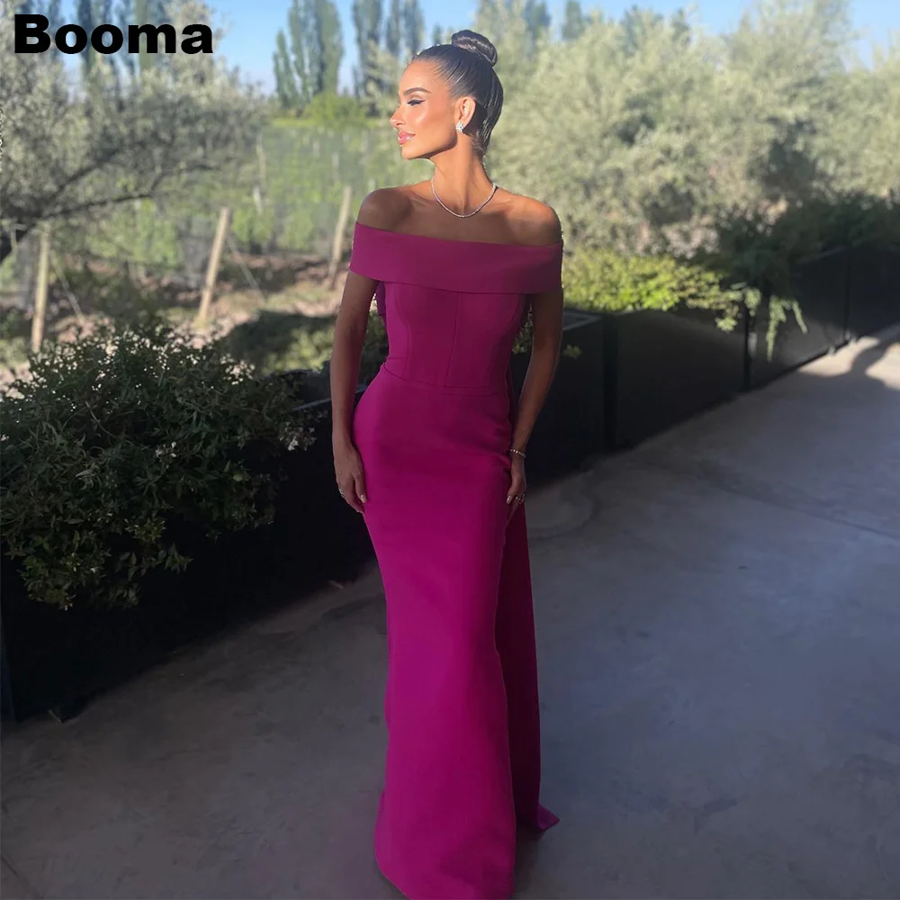 

Booma Elegant Mermaid Evening Dresses for Women Boat Neck Prom Gowns with Big Bow Long Formal Occasion Dress Wedding Guest Dress