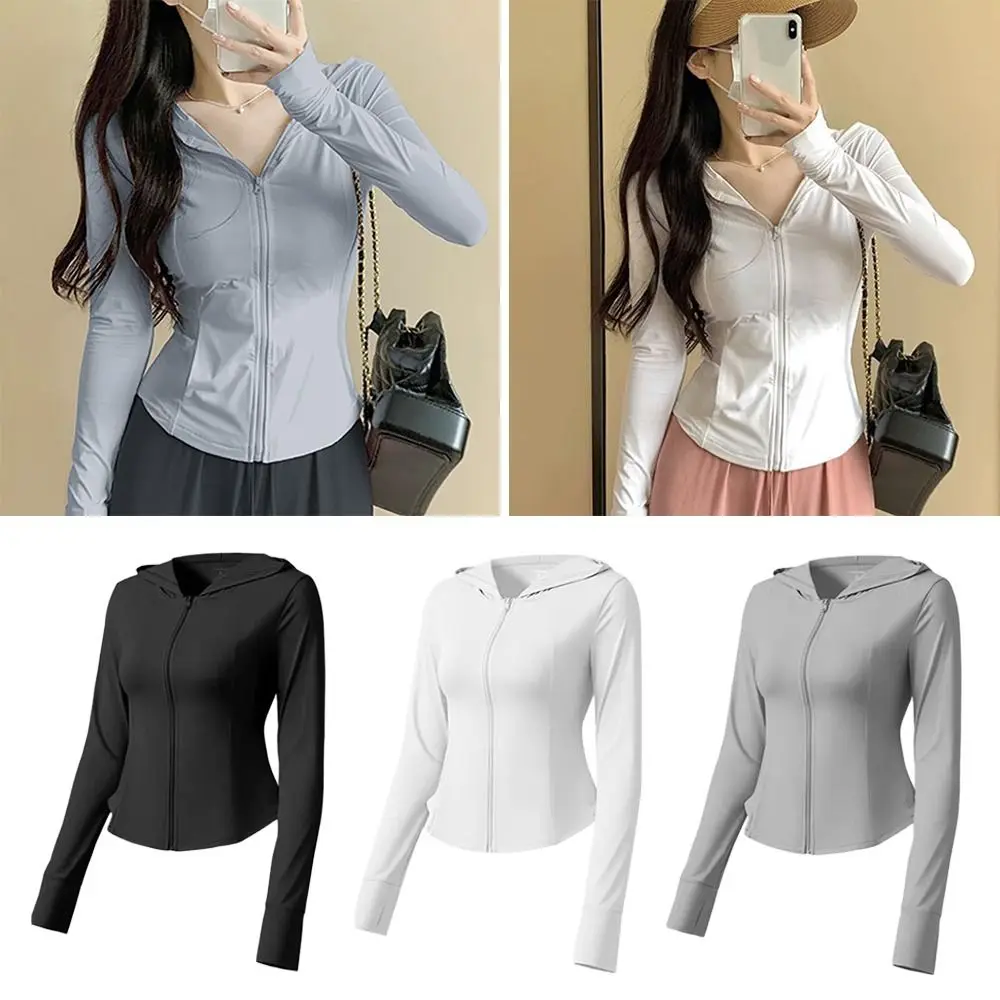 Ice Silk Summer Sunscreen Clothes Sun Protection Breathable Long Sleeved Jacket Cycling Cover Up Women's Thin Coat for Women