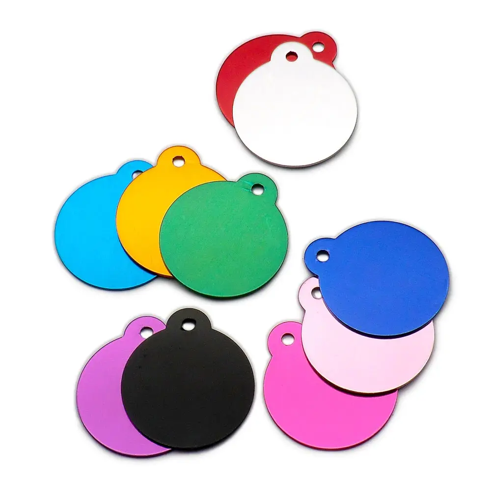 20Pcs Customized Pet ID Tag Engraved Dog Cat Name Phone Number Address Tag Charm Dog Identification Round Personalized Cat