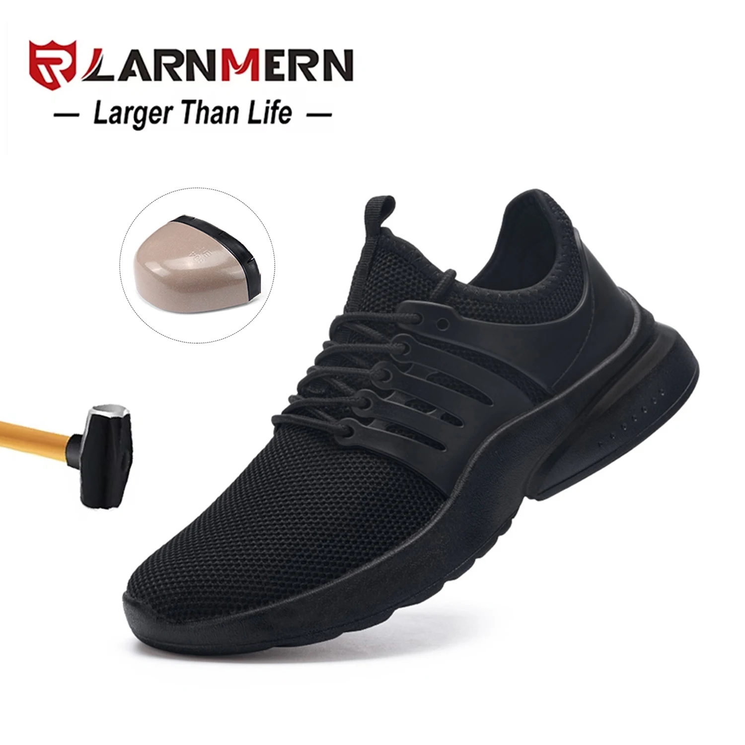 LARNMERN Women's Steel Toe Sports Shoes, Lightweight Safety Shoes, Anti Slip Work Shoes, Breathable Shoes