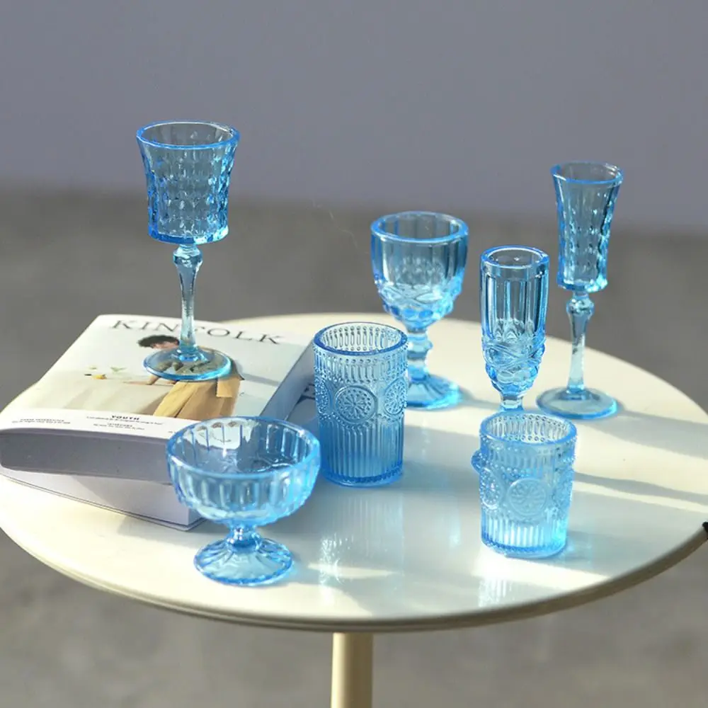 1/6 مقياس دمية كوب ماء زجاج الشمبانيا المشهد نموذج مصغر كأس للنبيذ متعدد الألوان التظاهر اللعب دمية أدوات المطبخ لعبة