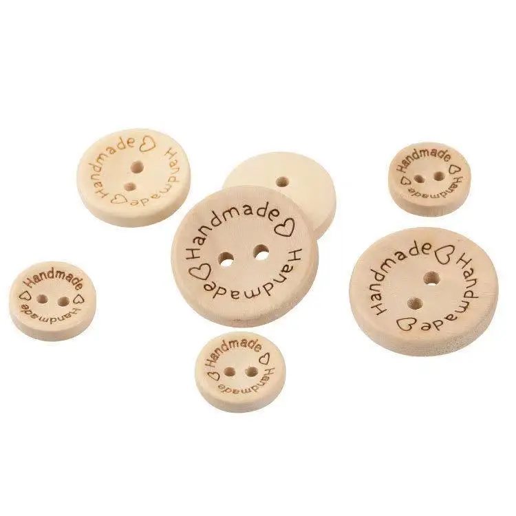 50 pz 15/20/25mm bottoni in legno di colore naturale fatti a mano con bottoni lettera d\'amore per cucire Scrapbooking accessori di abbigliamento