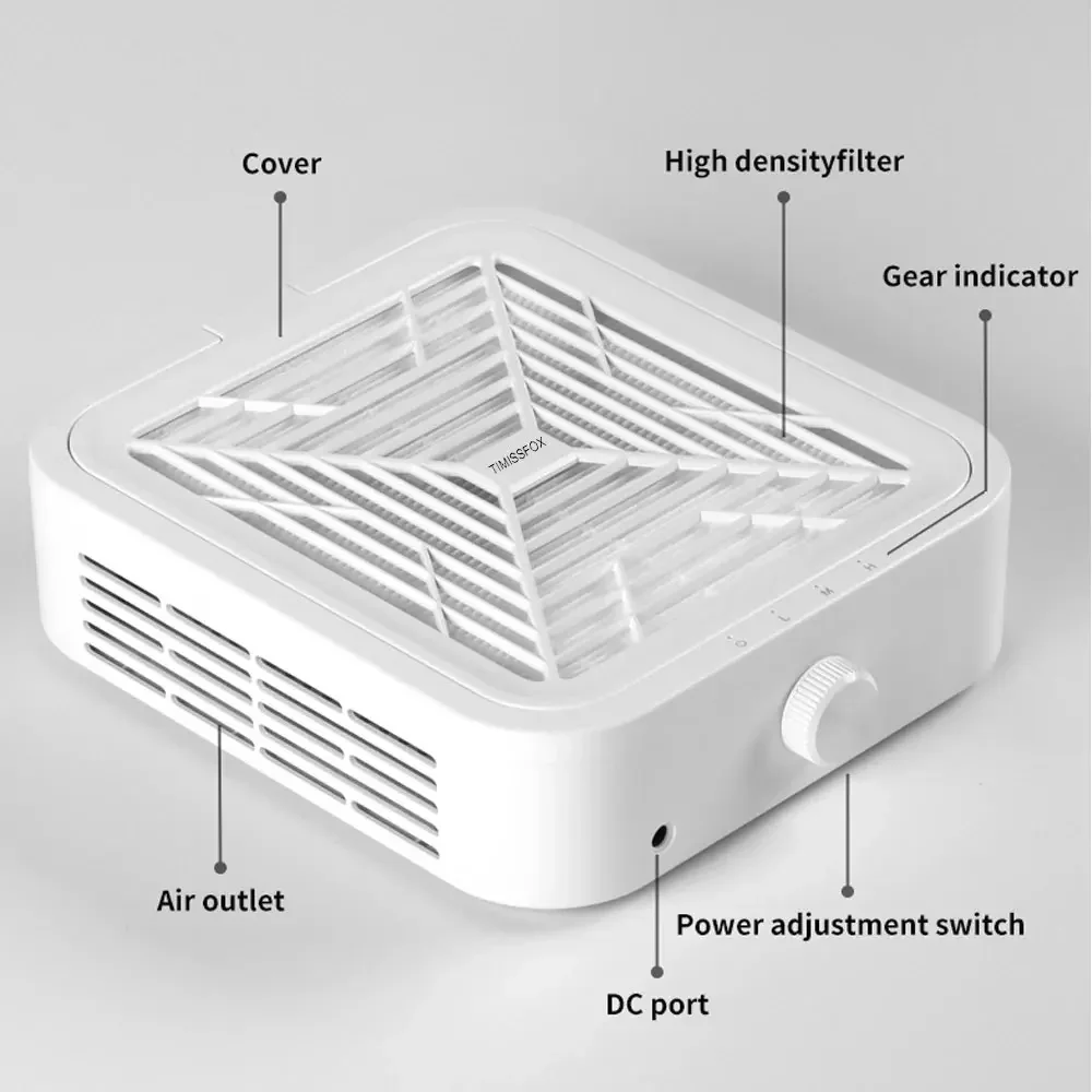 Turbin pembersih kuku tanpa sikat, penyedot debu kuat 120W untuk manikur dengan Filter yang dapat dilepas tanpa kebisingan