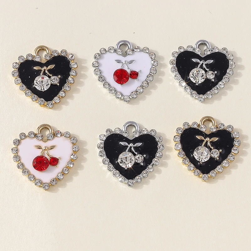 Charm Necklace Dainty - Leslie 10pcs 15*16mm Dainty Crystal Love