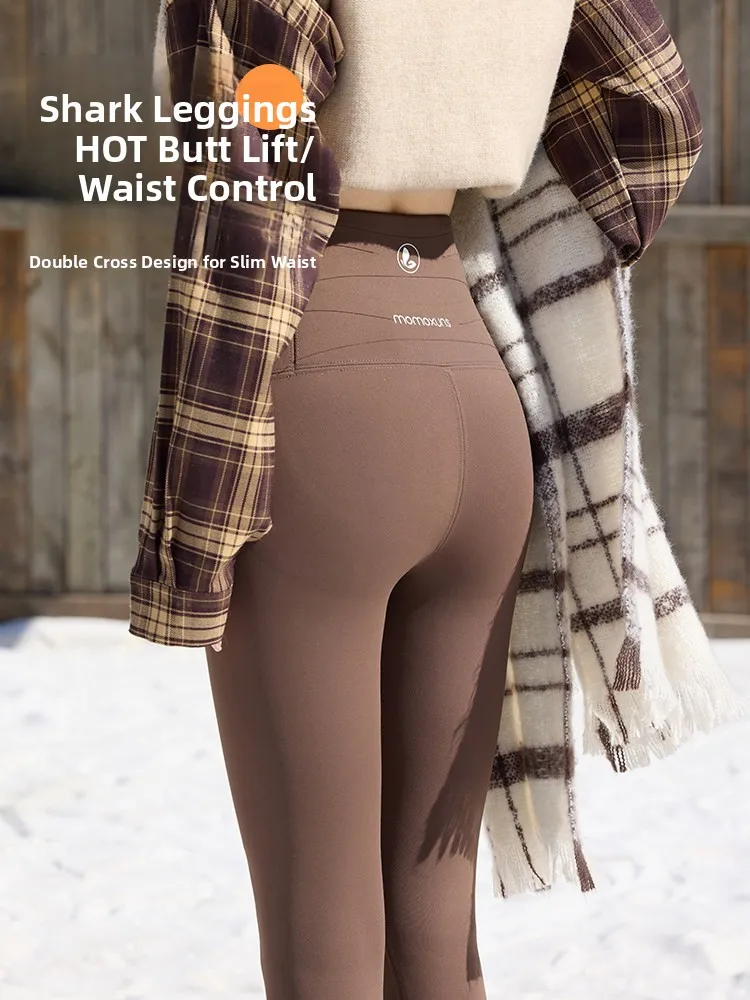 

Women's High-Waist Thiened Fce Lined Camere arkskin Yoga Pants Tummy Control Warm Winter Outerwear Casual Bot