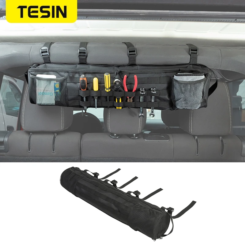 TESIN Stowing Tidying For Jeep Wrangler JK JL TJ YJ Multifunction Roll Bar Storage Bag Pocket Tool Organizer For Jeep All Car