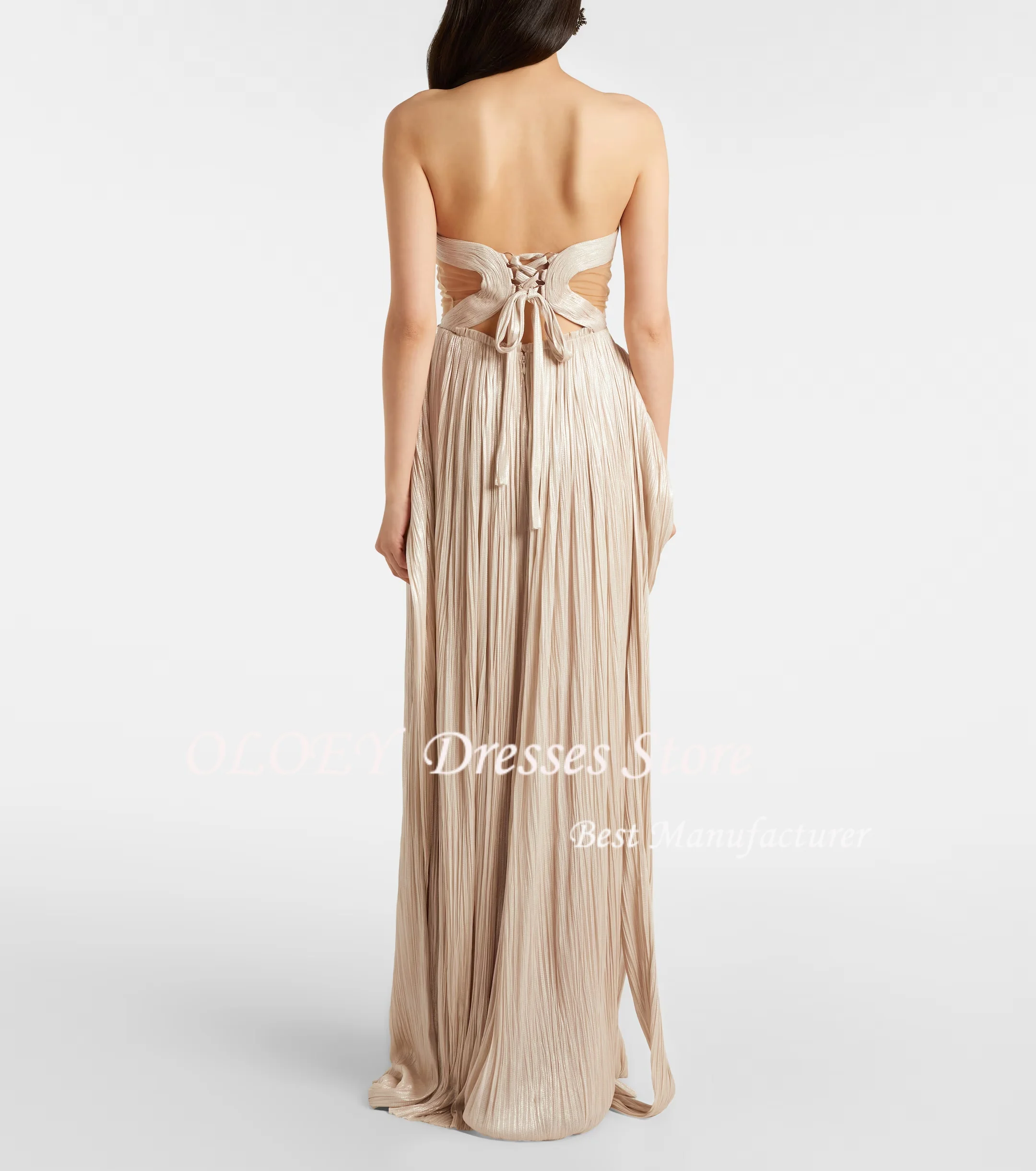 OLOEY 2026 vestido de noche Maxi plisado sin tirantes, vestido Formal de fiesta de boda, vestido de fiesta de Dubái personalizado moderno