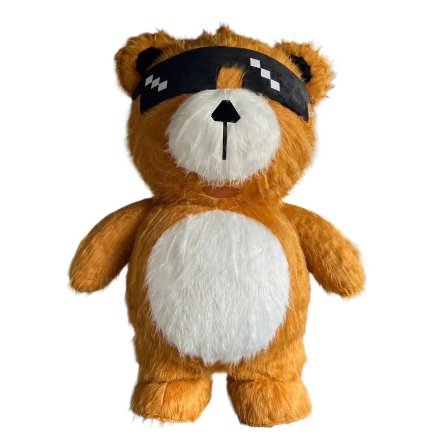 

Giant Inflatable Sunglasses Bear Mascot Costume Furry Blow Up Suits for Entertainment Halloween Christmas Party Props
