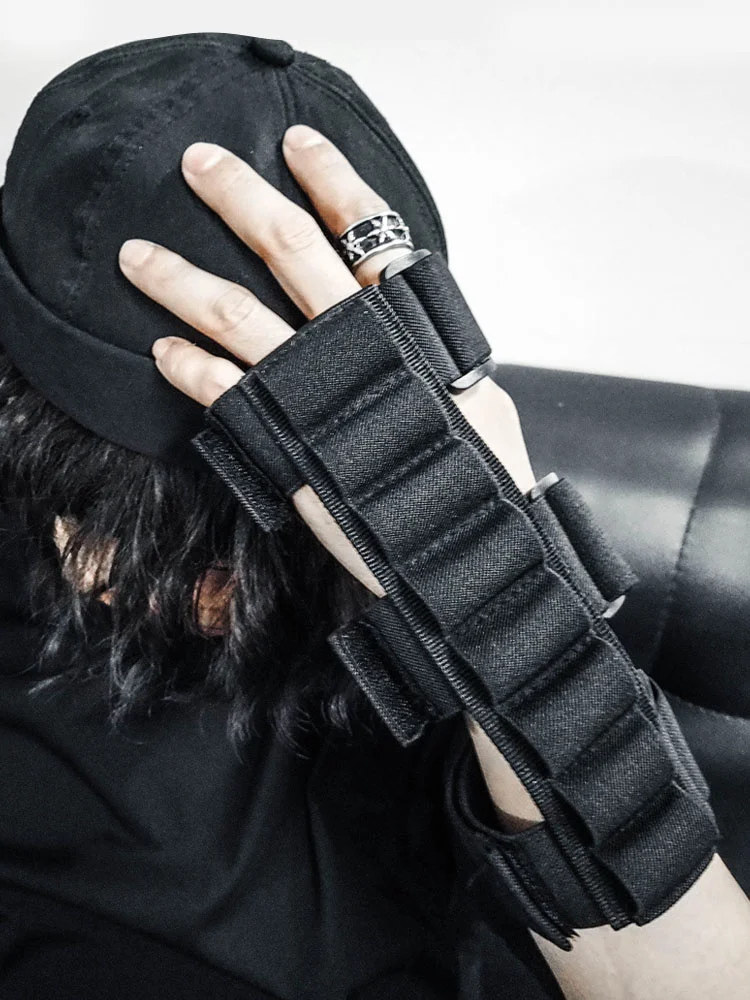 CTRLLOCK 1 Piece Techwear Ninja Strap Buckles Glove Black Chic Wrist Wrapped Arm Ring Gloves Streetwear