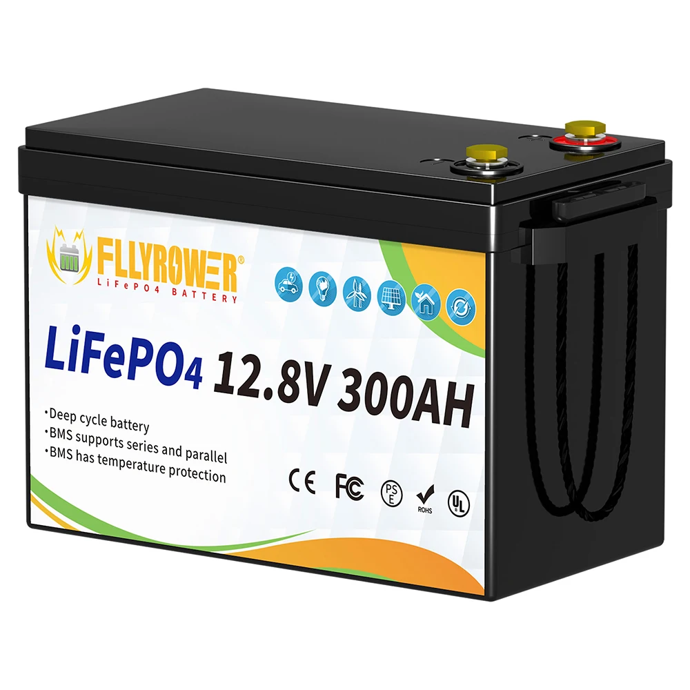 Fllyrower EU/US/CA/JP Stock 12V 100ah 180ah 300Ah Lifepo4 Battery Pack Rechargeable Lithium ion Battery