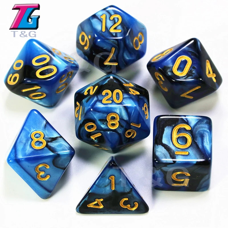 7pcs Dice with Bag DnD d4,d6,d8,d10,d%,d12,d20 Polyhedral Board Game Pieces rpg