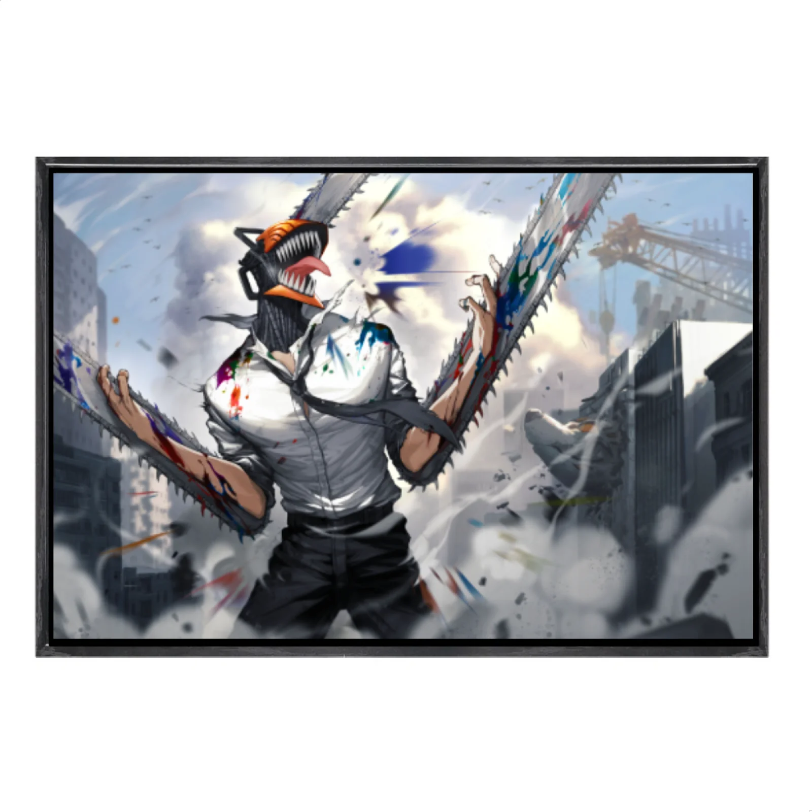 

Japanese Manga Multi-Size Canvas Poster Double Framed Wall Art, Chainsaw Man Home Decor for Living Room Bedroom