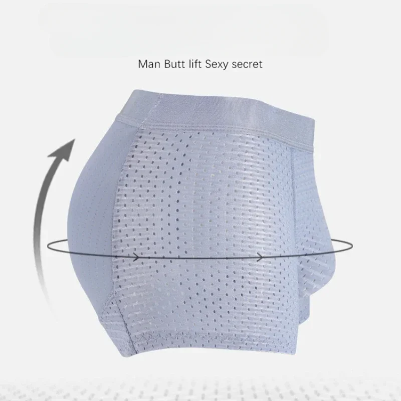 Men Padded Boxer Hip Butt Lifter Enhancer Briefs Honeycomb Breathable Trunks U Convex Underwear Skinny Panty Buttocks Shapewear