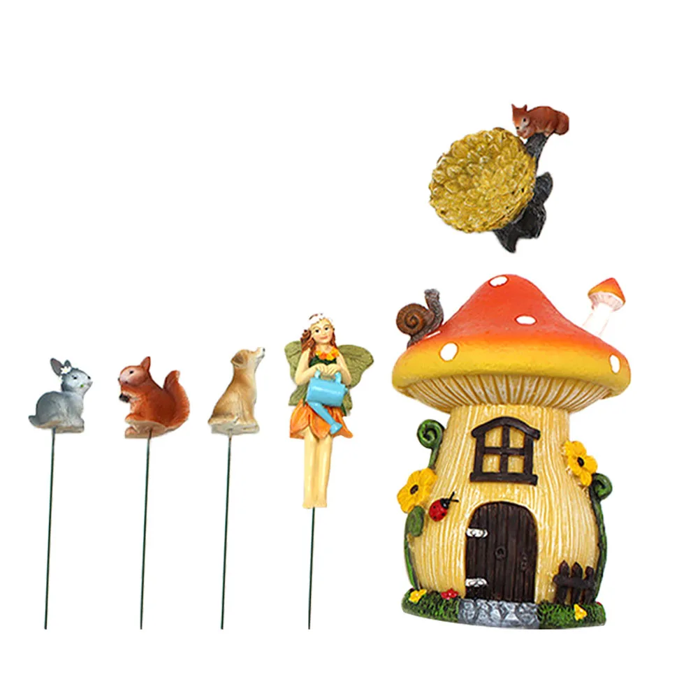 6 Pcs Resin Adornment Set Quality Fairy Garden Decor Mini Statue Crafts Outdoor Bonsai L scaping Plants Christmas