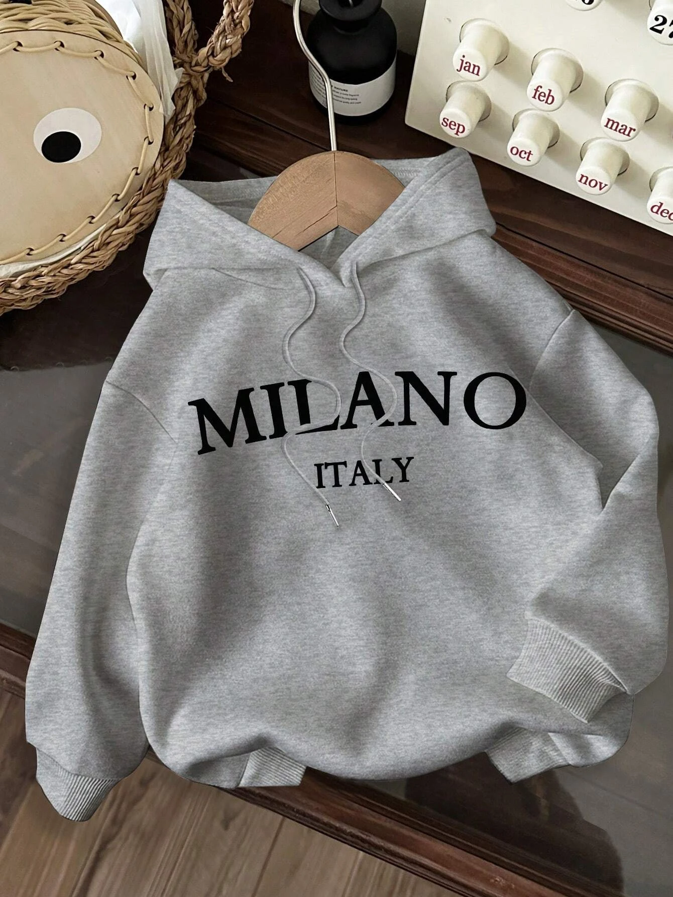 Womens Light Grey Cotton Hoodie Minimalist Casual Wear Drawstring Hood Soft Oversized Long Sleeve Pullover Sweatshirt for Daily