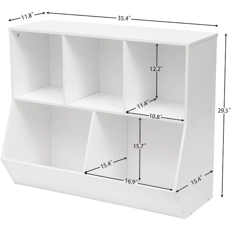 Hoobro Kinderen Boekenplank, Boekenkast Voetbord, Speelgoed Opberghokje, Kinderen Speelgoed Plank, 35.4 "L Speelgoed Opbergkast,