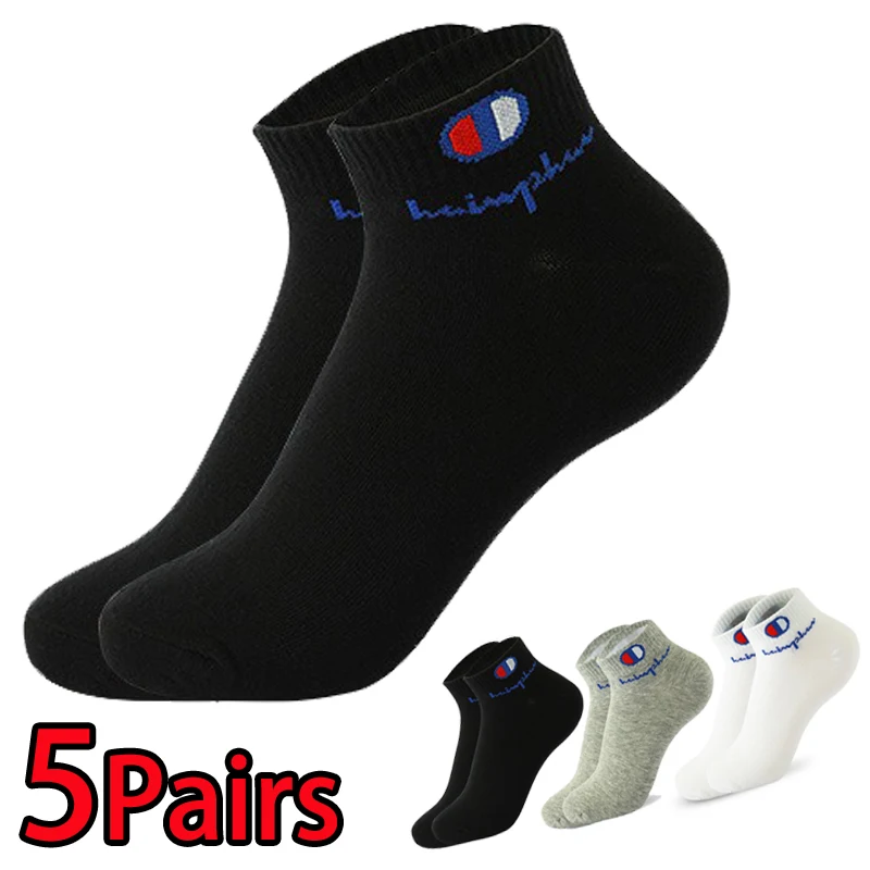5 Pairs Socks Men Summer Ankle Socks Running Cotton Breathable Sports Socks Mesh Casual Athletic Summer Thin Cut Short Socken