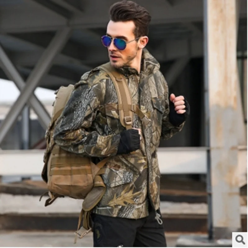 

Winter Outdoor Hiking Camping Single Windbreaker Men's Military Tactical Bionic Camouflage Jacket Without Detachable Inner Coat