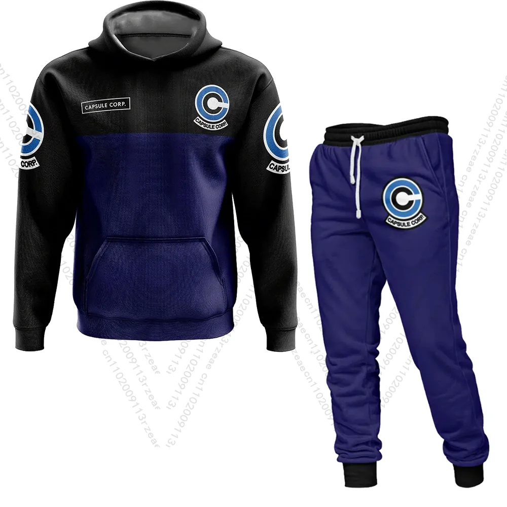 Sudadera con capucha de Anime Capsule Corp Dragon Ball Z para hombre, disfraz de Cosplay estampado, traje de gimnasio, sudaderas deportivas informales con capucha de dibujos animados