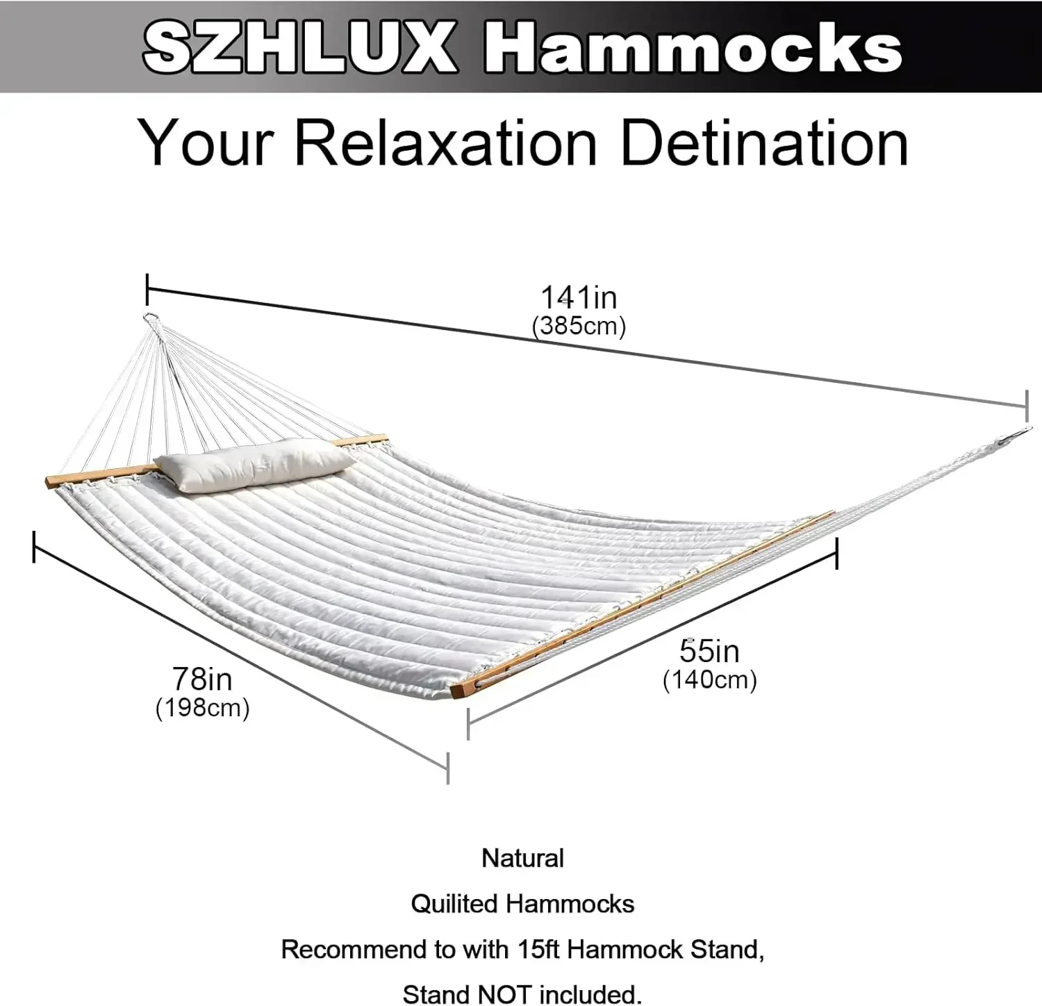 [XMSJ-Stock limitato, acquisto ora! ]Amaca da esterno in tessuto trapuntato con barre di diffusione, cuscino e catene staccabili, patio esterno B