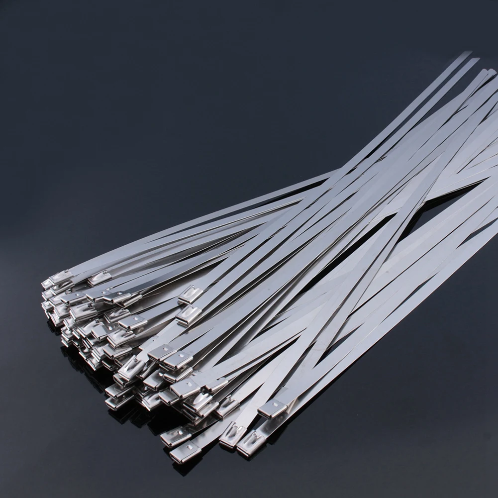 50 x 500mm Stainless Steel Cable Tie Metal Cable Tie Lock Tie Wrap Locking Exhaust Pipe Header Stainless Steel 304 Cable Ties