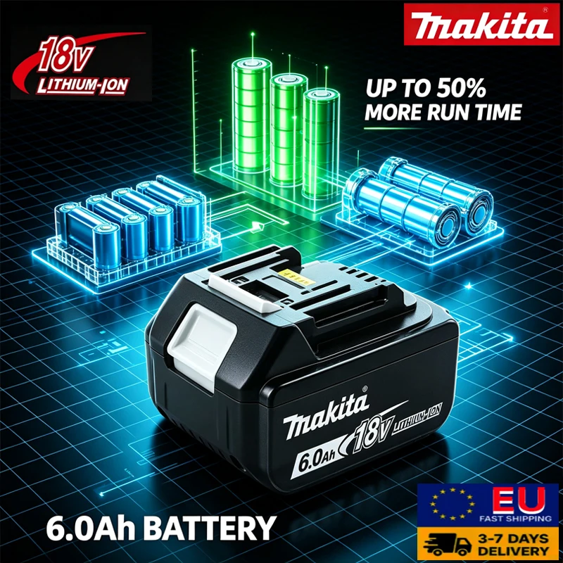 Makita Bl1860B 18V 6Ah Lxt Lithium-Ionen-Akku für Elektrowerkzeuge, Hohe Kapazität, Ersatz für Makita 18V Handbohrer