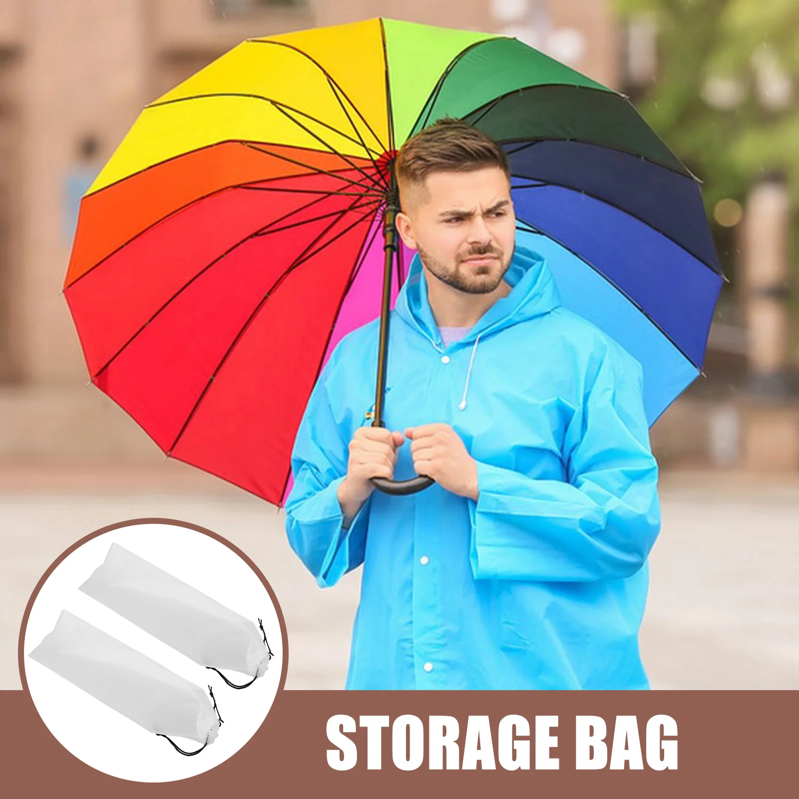 6개입 우산 보관 가방 내구성 있는 PE 소재 끈형 홀더 접이식 우산용 휴대용 젖은 우산 가방