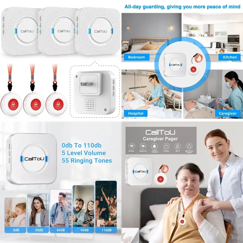 CC01 Wireless 100M Long Range SOS Calling Button Caregiver Pager for Old Man Patient Emergency Panic Children