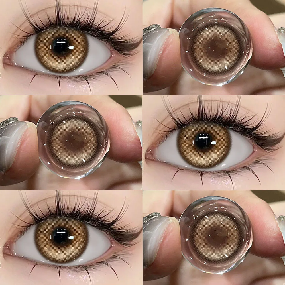 UYAAI 【1*contacts Lenses+1*tweezers+1*lenses Case】Multicolored High Quality Soft Lenses Yellow Contacts Yellow Eyes Gloss Beauty