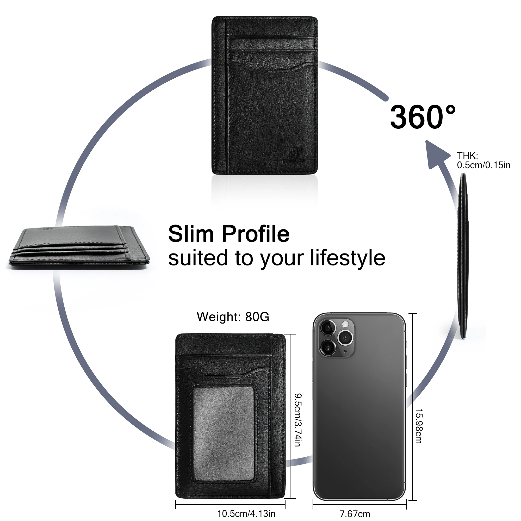 Pomelo Best Mens Wallet Slim Genuine Leather Purse with RFID Blocking Ultra-Thin Credit Card Holder for 7 Cards and Cash Ideal