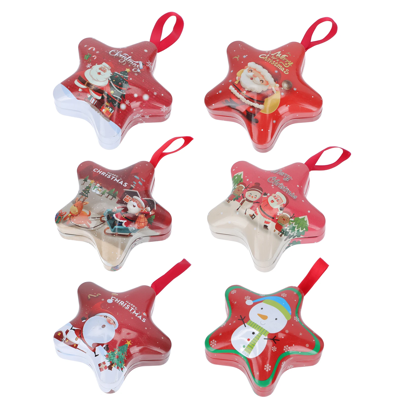 

6 Pcs Gift Boxes Pentagram Tinplate Durable Christmas Gift Boxes Containers for Chocolate C ies Cookies Packaging