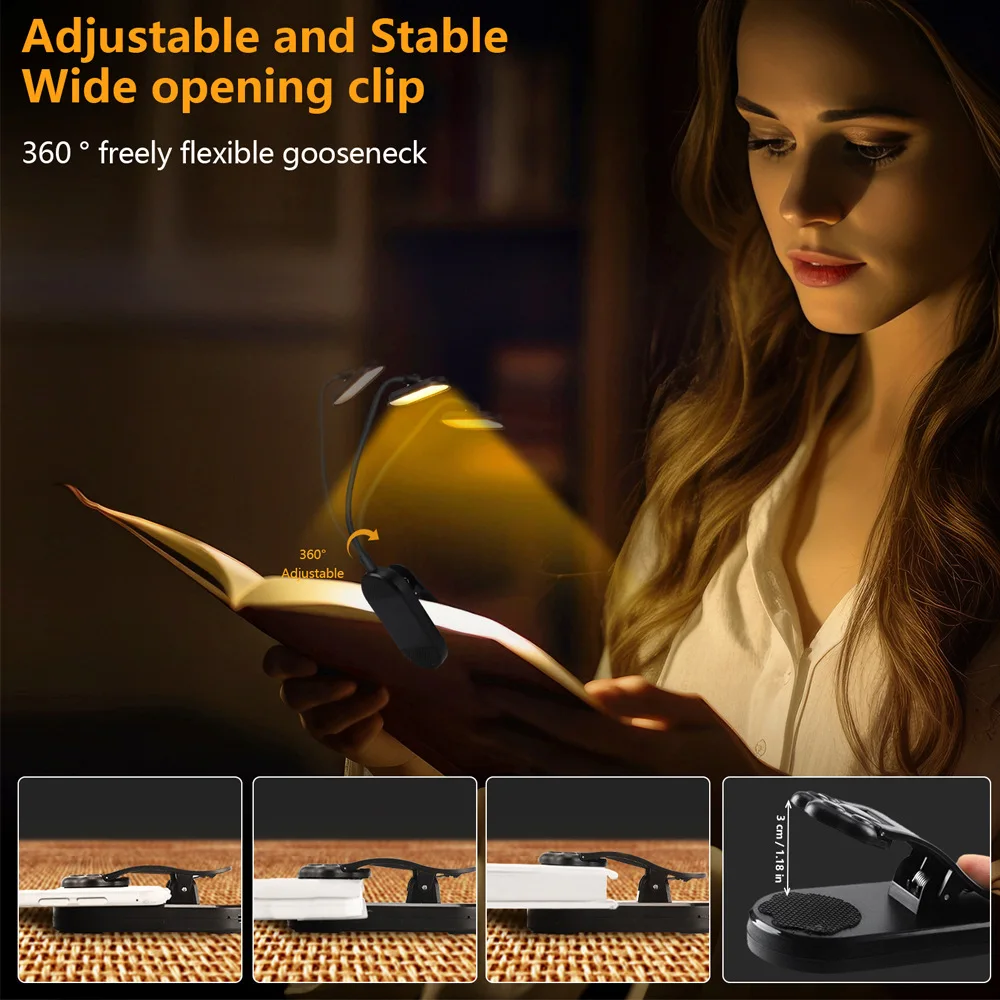 LED Clip auf Mini Buch Lampe USB Aufladbare Leselampe Buch Leselampe Tragbare Lesebuch Licht Schlafzimmer Lesen Nachtlicht