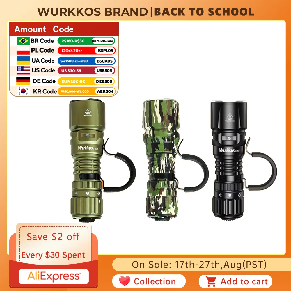 Тактический фонарик Wurkkos TD07 18350