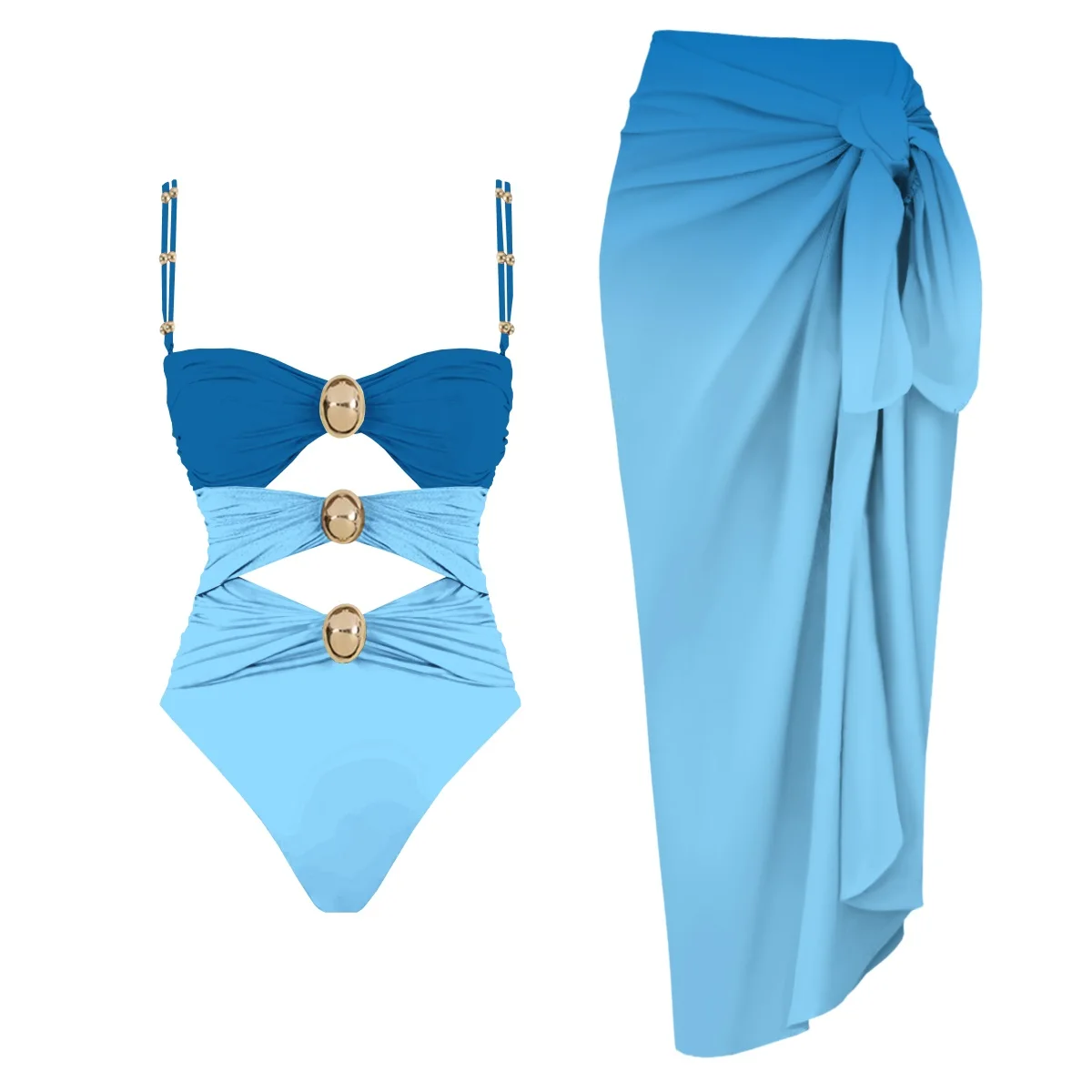 New Hollowen One Piece Swimsuit With Cover Up Sexy Swimwear Women Off Shoulder Swim Suits Patchwork Bathsuit Bodysuit Beachwear