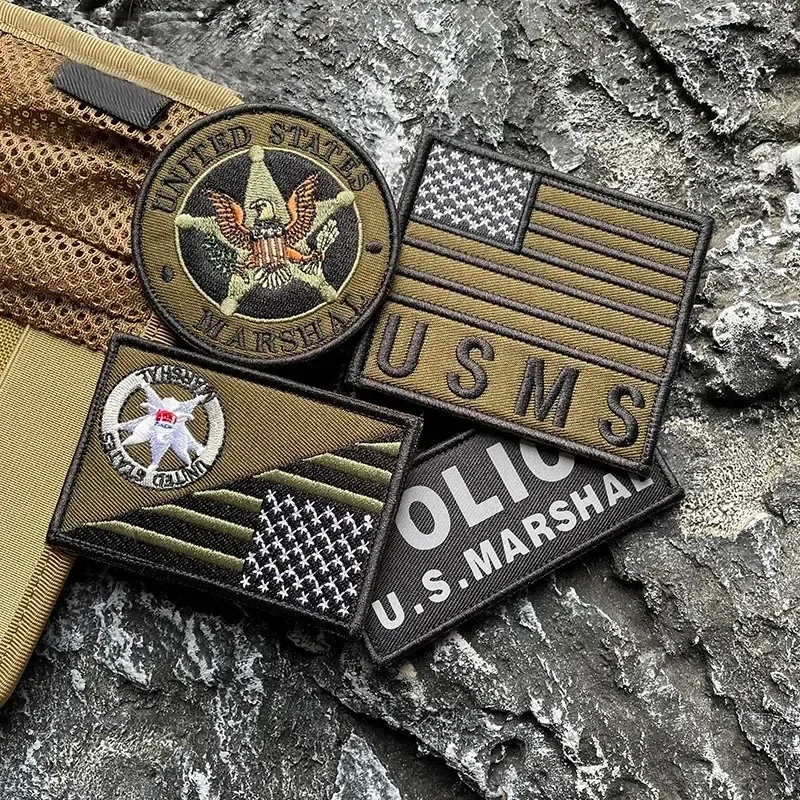 

US Marshal Embroidery Hook Loop Patches for Clothing Sticker Eagle Morale Badge Tactical Vest Backpack Chest Military Armband