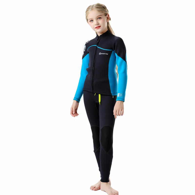 Kids Full Wetsuit - 2.5mm Neoprene Diving Suit, Keeps Warm, Professional Two-Piece Swimsuit for Swimming, Surfing and Beach