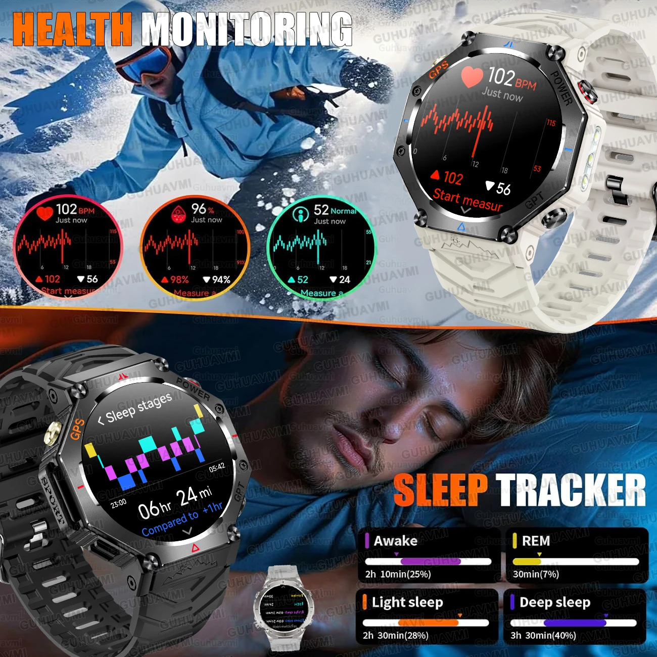 2025 المبيعات الساخنة T-Rex 3 في الهواء الطلق GPS الرياضة ساعة ذكية المدمج في ثنائي النطاق GNSS 5ATM مقاوم للماء 530 mAh BT Call GhatGPT SmartWatch