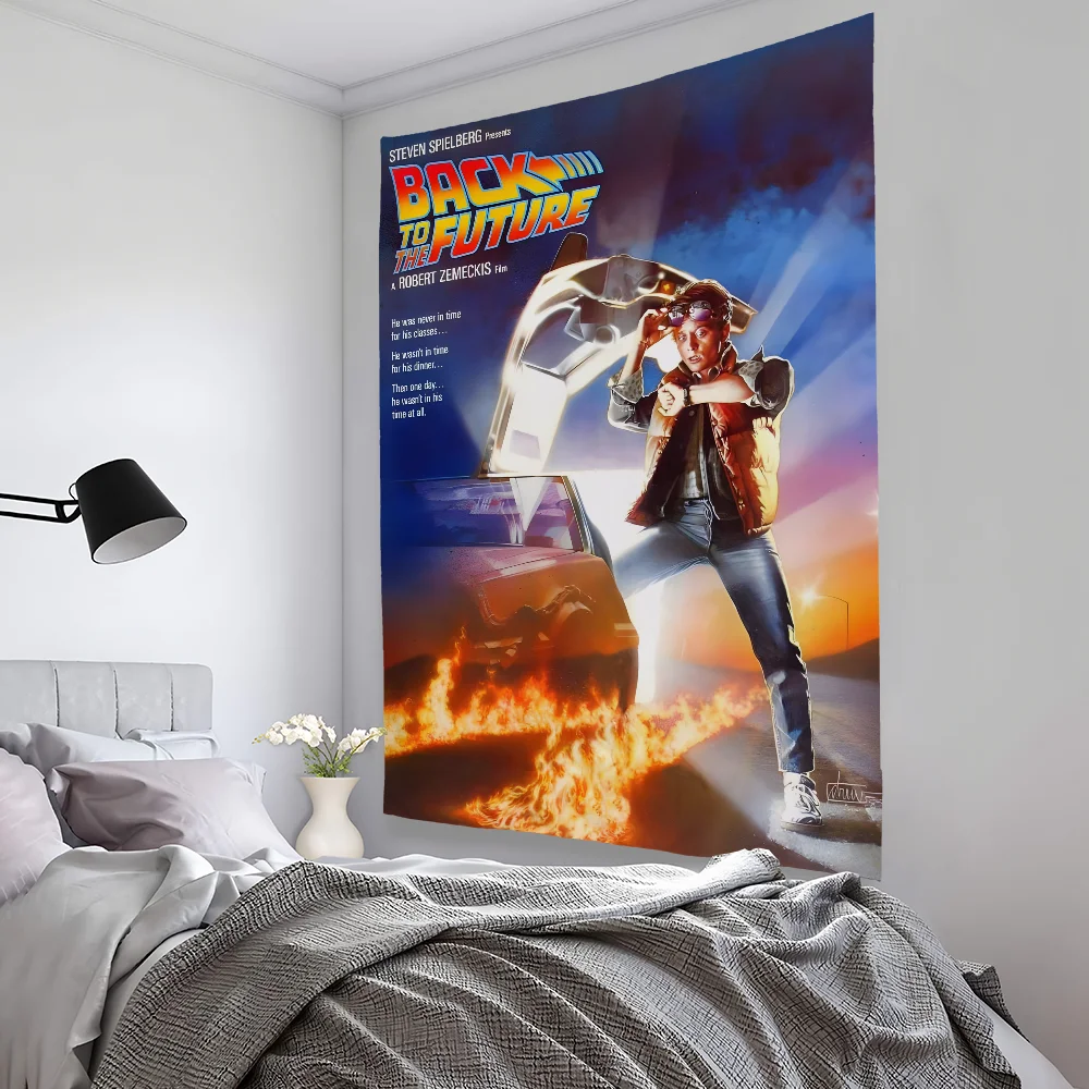 B-Back To The F-Future Movie Tapestry Bedroom Living Bar Outdoor Microfiber Festival Decoration Background Art Banner