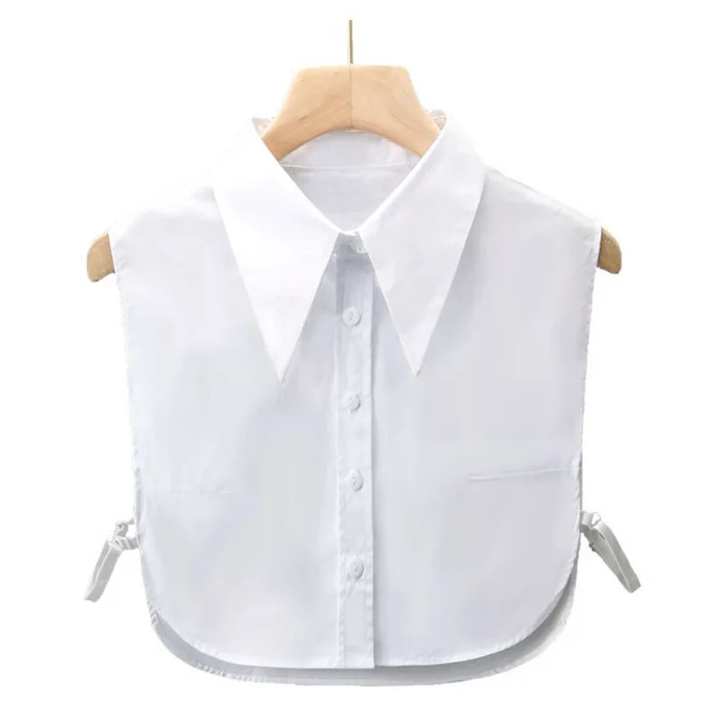 

Женская рубашка из искусственного хлопка с большим острым воротником, осенне-зимний свитер, универсальное украшение на шею