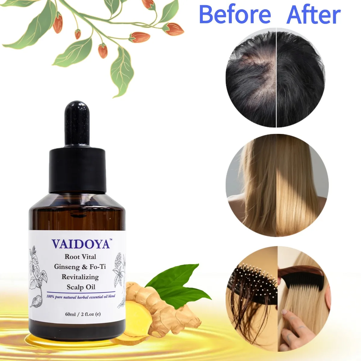 

Tuhopeta 60ML Hair Growth Oil Care Scalp Massage Treatments Anti Hair Loss Effective Grow Thicker Hair serum Hair Care