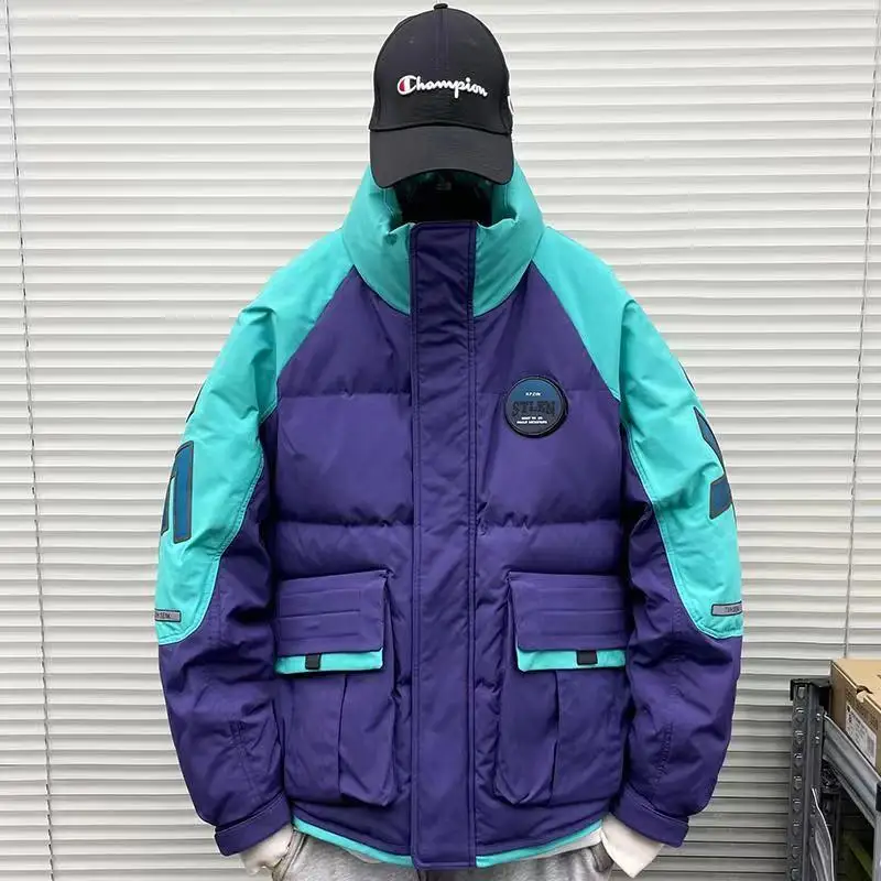 

New Winter Men's Youth down Cotton Jaet Stand Collar Parka Sle Zipper Closure Thiened Warm Travel Friendly Cleanfit