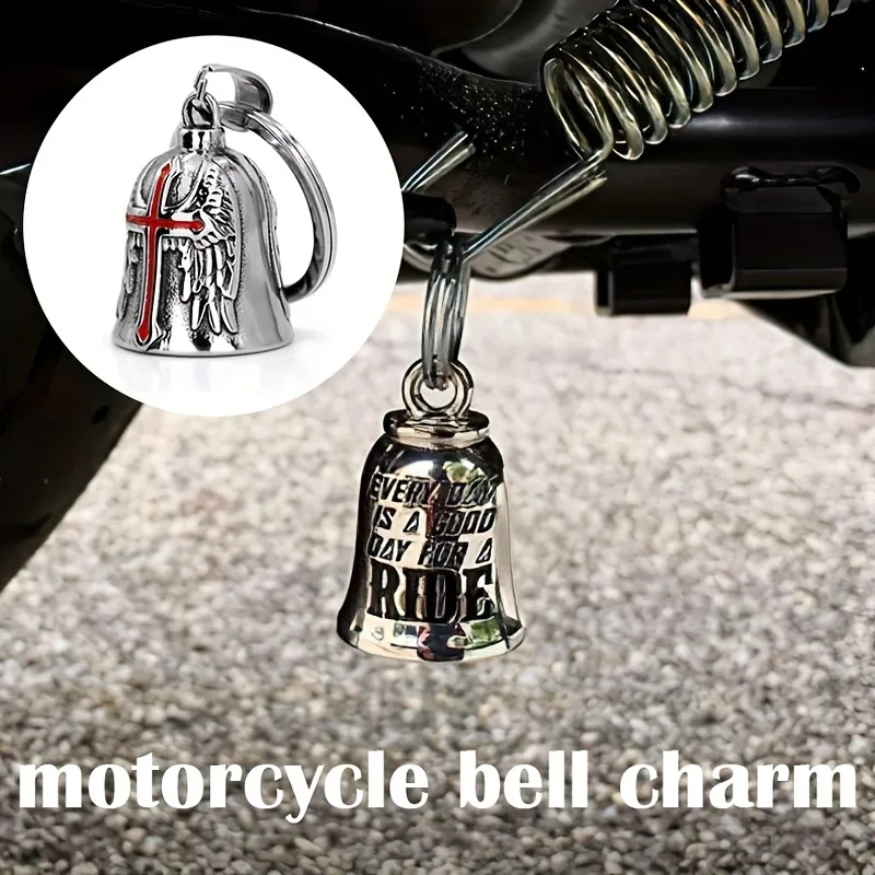 Motorcycle Retro Wind Angel Wings Love Bell Keychain Accessories Pendant Motorcycle Riding Lucky Jewelry Cyclist Birthday Gift