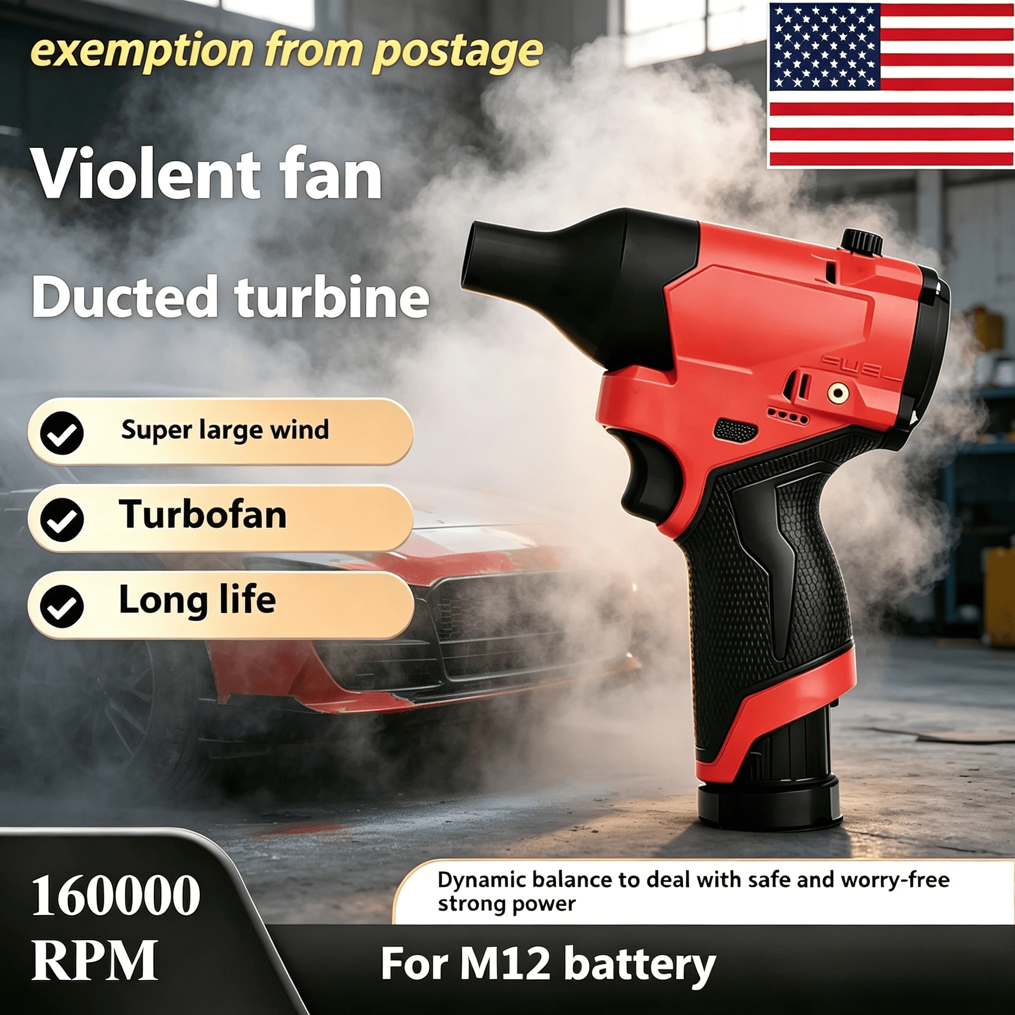 pistola-ad-aria-turbo-car-dry-per-ventola-a-getto-ad-alta-pressione-milwaukee-m12--asciugacapelli-elettrico-senza-spazzole--soffiatore-d'aria-portatile-ad-alta-velocita